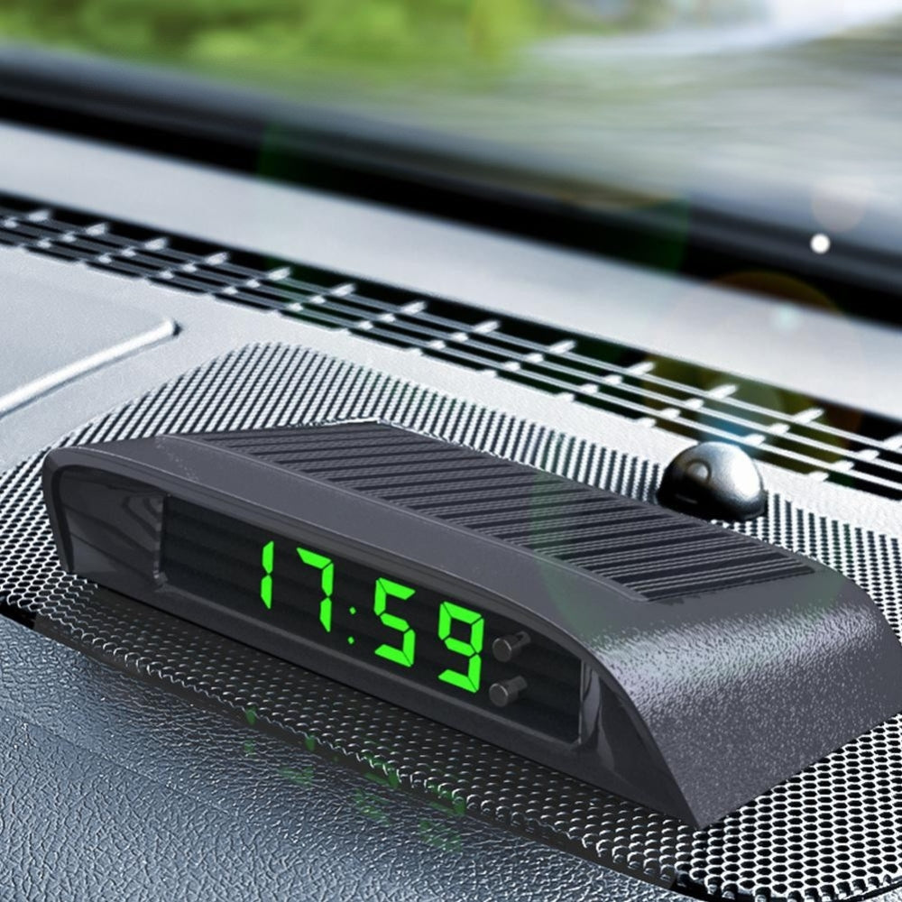 Horloge numérique solaire pour voiture avec capteur de vibration et affichage LED, température intégrée